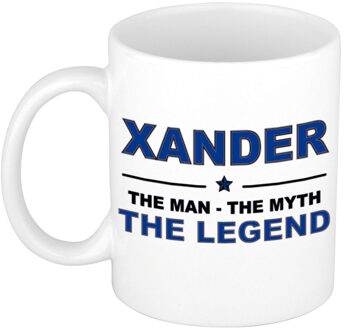 Naam cadeau mok/ beker Xander The man, The myth the legend 300 ml - Naam mokken Multikleur