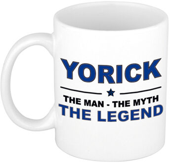 Naam cadeau mok/ beker Yorick The man, The myth the legend 300 ml - Naam mokken Multikleur