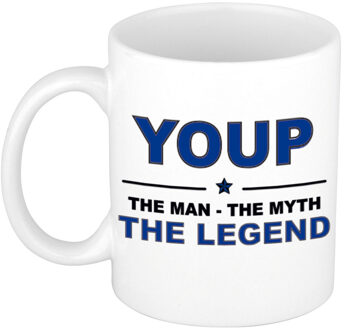 Naam cadeau mok/ beker Youp The man, The myth the legend 300 ml - Naam mokken Multikleur