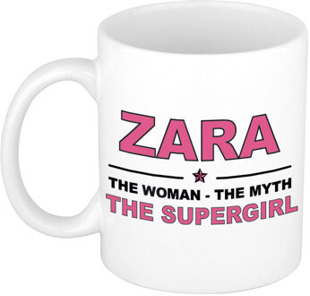 Naam cadeau mok/ beker Zara The woman, The myth the supergirl 300 ml - Naam mokken Multikleur