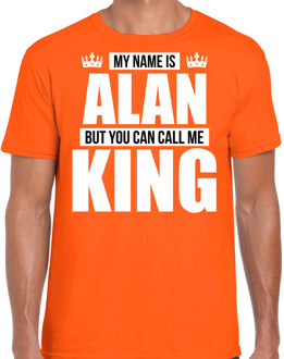 Naam cadeau t-shirt - name Alan - call me King - oranje - heren XL