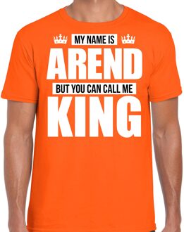 Naam cadeau t-shirt - name Arend - call me King - oranje - heren XL