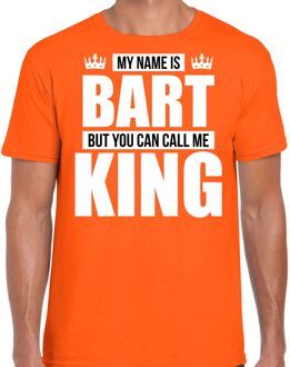 Naam cadeau t-shirt - name Bart - call me King - oranje - heren 2XL