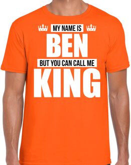 Naam cadeau t-shirt - name Ben - call me King - oranje - heren M