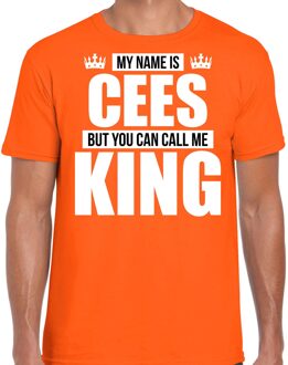 Naam cadeau t-shirt - name Cees - call me King - oranje - heren 2XL