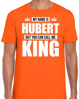 Naam cadeau t-shirt - name Hubert - call me King - oranje - heren M