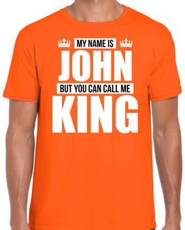 Naam cadeau t-shirt - name John - call me King - oranje - heren XL