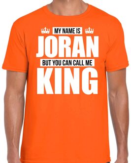 Naam cadeau t-shirt - name Joran - call me King - oranje - heren L