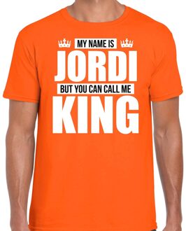 Naam cadeau t-shirt - name Jordi - call me King - oranje - heren L
