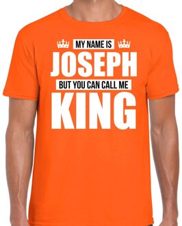 Naam cadeau t-shirt - name Joseph - call me King - oranje - heren M