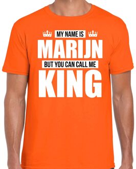 Naam cadeau t-shirt - name Marijn - call me King - oranje - heren 2XL
