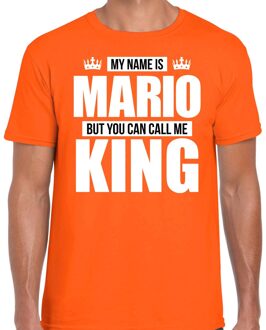 Naam cadeau t-shirt - name Mario - call me King - oranje - heren S