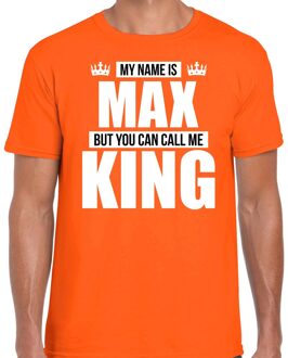 Naam cadeau t-shirt - name Max - call me King - oranje - heren M