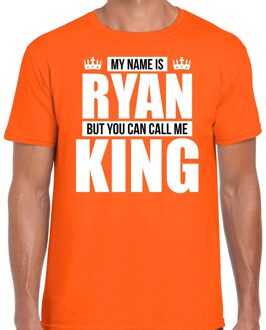 Naam cadeau t-shirt - name Ryan - call me King - oranje - heren M