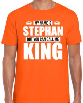 Naam cadeau t-shirt - name Stephan - call me King - oranje - heren XL