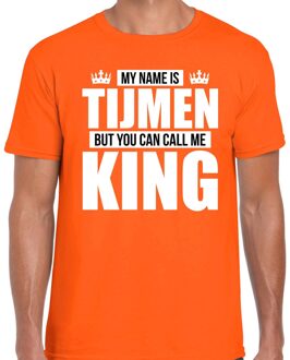 Naam cadeau t-shirt - name Tijmen - call me King - oranje - heren XL