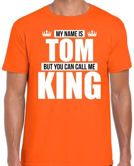Naam cadeau t-shirt - name Tom - call me King - oranje - heren L