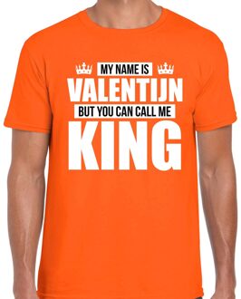 Naam cadeau t-shirt - name Valentijn - call me King - oranje - heren XL