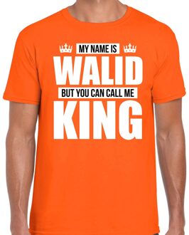 Naam cadeau t-shirt - name Walid - call me King - oranje - heren S