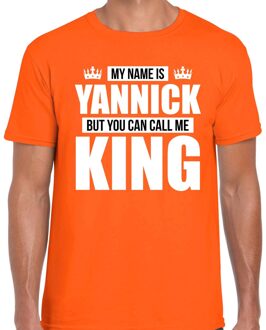 Naam cadeau t-shirt - name Yannick - call me King - oranje - heren S