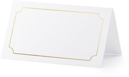 Naamkaartjes Huwelijk Goud/Wit (9.5x5.5cm) Wit - Transparant, Goud - Brons