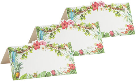 Naamkaartjes/plaatskaartjes - bruiloft - groen/wit - jungle - 16x stuks - 10 x 5 cm