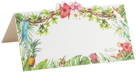 Naamkaartjes/plaatskaartjes - bruiloft - groen/wit - jungle - 8x stuks - 10 x 5 cm