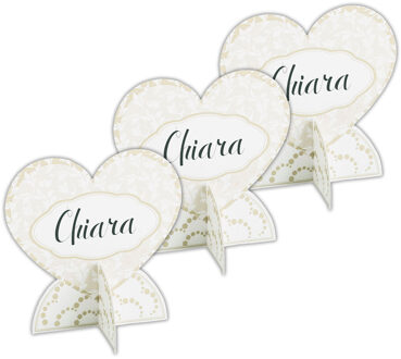 Naamkaartjes/plaatskaartjes - bruiloft - ivoor - 3D - 24x stuks - 6.5 x 5 cm