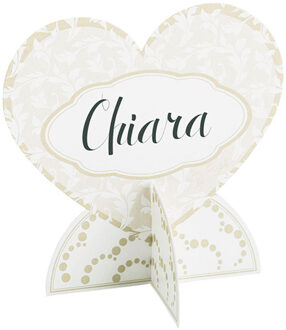 Naamkaartjes/plaatskaartjes - bruiloft - ivoor - 3D - 6x stuks - 6.5 x 5 cm