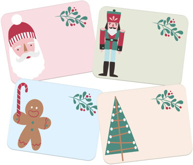Naamstickers Kerst Holly Jolly (50st) Multikleur - Print