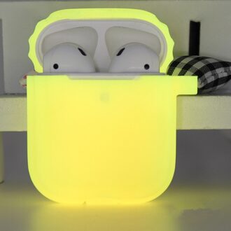 Nacht Tl Lichtgevende Oortelefoon Case Voor Airpods 1/2 Bluetooth Draadloze Koptelefoon Beschermhoes Voor Air Pods Cover geel