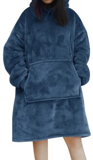 Nacht Vrouwelijke Winter Nachtjapon Gown Dikke Warme Vrouwen Nachtkleding Nachtkleding Comfortabele Lange Gewaad blauw