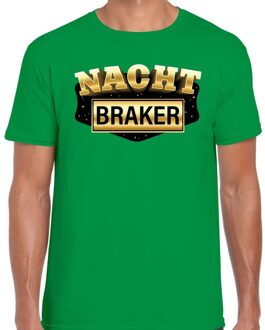 Nachtbraker fun/tekst t-shirt groen voor heren 2XL