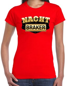 Nachtbraker fun/tekst t-shirt rood voor dames 2XL