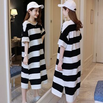 Nachthemden Vrouwen Gestreepte Korte Mouwloze Side-Split Eenvoudige Huidvriendelijke Slaap-Shirts Plus-Size 3XL vrouwelijke Losse Casual Mode