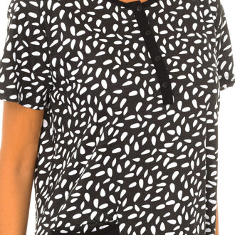 Nachtjapon met korte mouwen en ronde hals KL45182 Veelkleurig - 2XL