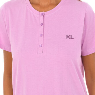 Nachtjapon met korte mouwen en ronde hals KL45210 Violet