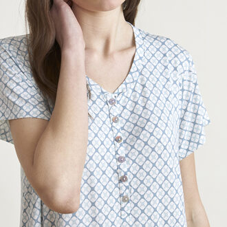 Nachtjapon met korte mouwen voor dames JJBEH0510 Blauw - XL