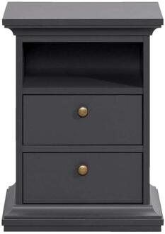 Nachtkastje Amber - 2 Lades - Antraciet - Spaanplaat - Grijs - 40x43.6x58.8 Cm