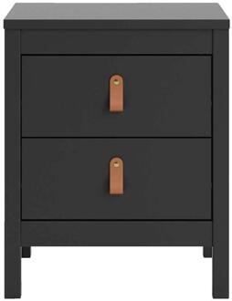 Nachtkastje Madeira - 2 Lades - Spaanplaat - Zwart - 38x44x54 Cm