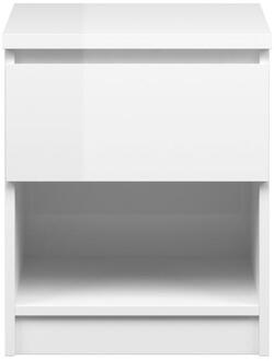 Nachtkastje Naia - 1 Lade - Hoogglans - Spaanplaat - Wit - 40x40.2x49.5 Cm