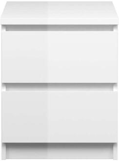 Nachtkastje Naia - 2 Lades - Hoogglans - Spaanplaat - Wit - 50x40.4x49.5 Cm