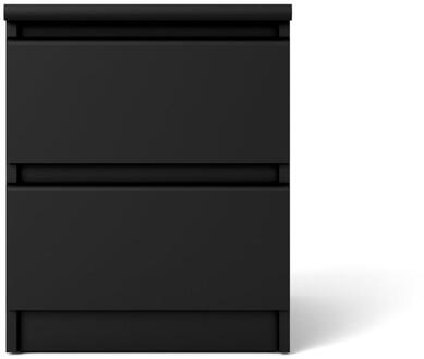 Nachtkastje Naia - 2 Lades - Mat - Spaanplaat - Zwart - 50x40.4x49.5 Cm