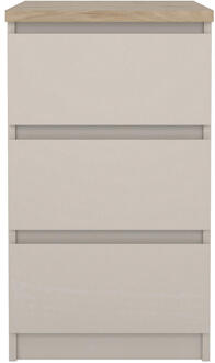 Nachtkastje Naia - 3 Lades - Greige - Spaanplaat - Beige#Grijs - 50x40.4x70.1 Cm