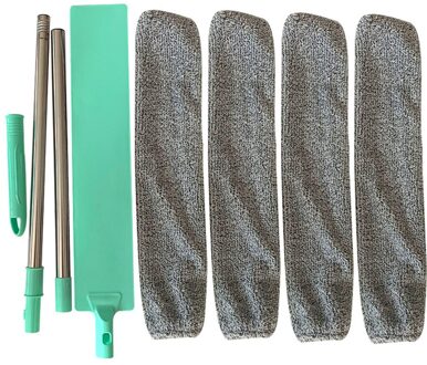 Nachtkastje Stof Borstel Lange Steel Mop Herbruikbare Microvezel Stofdoek Vegen Borstel Woonaccessoires groen 125cm met 4 P