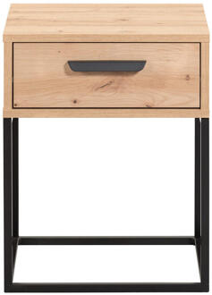 Nachtkastje Tokio - 1 Lade - Eikenkleur - Spaanplaat - Beige - 38.5x40x51.7 Cm