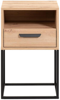 Nachtkastje Tokio - 1 Lade En Vak - Eikenkleur - Spaanplaat - Beige - 38.5x40x65 Cm