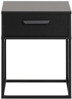 Nachtkastje Tokio - 1 Lade - Spaanplaat - Zwart - 38.5x40x51.7 Cm