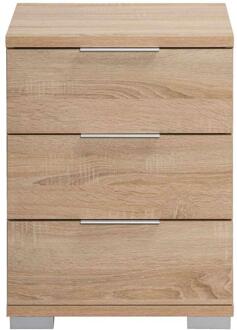Nachtkastje Valencia - 3 Lades - Eikenkleur - Spaanplaat - Bruin - 42x46x61 Cm