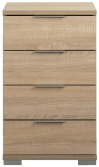 Nachtkastje Valencia - 4 Lades - Eikenkleur - Spaanplaat - Bruin - 42x46x79 Cm